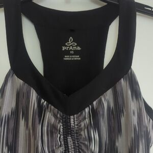 Prana Black and Gray Ruched Sleeveless Tank Top